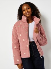 Skinnydip Pink Cord Embroidered Puffer Jacket - Image 3 of 5