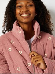 Skinnydip Pink Cord Embroidered Puffer Jacket - Image 4 of 5