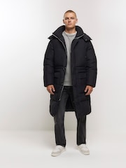River Island Black Longline Puffer Parka - Image 2 of 6