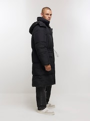 River Island Black Longline Puffer Parka - Image 4 of 6