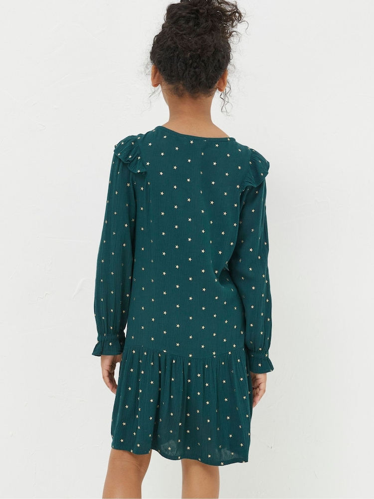 FatFace Green Millie Star Print Dress - Image 2 of 5 FatFace Green Millie Star Print Dress - Image 2 of 5