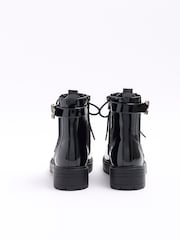 River Island Black Wide Lace Up Buckle Boots - Image 3 of 5