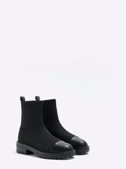 River Island Black Wide Quilted Sock Boots - Image 2 of 4