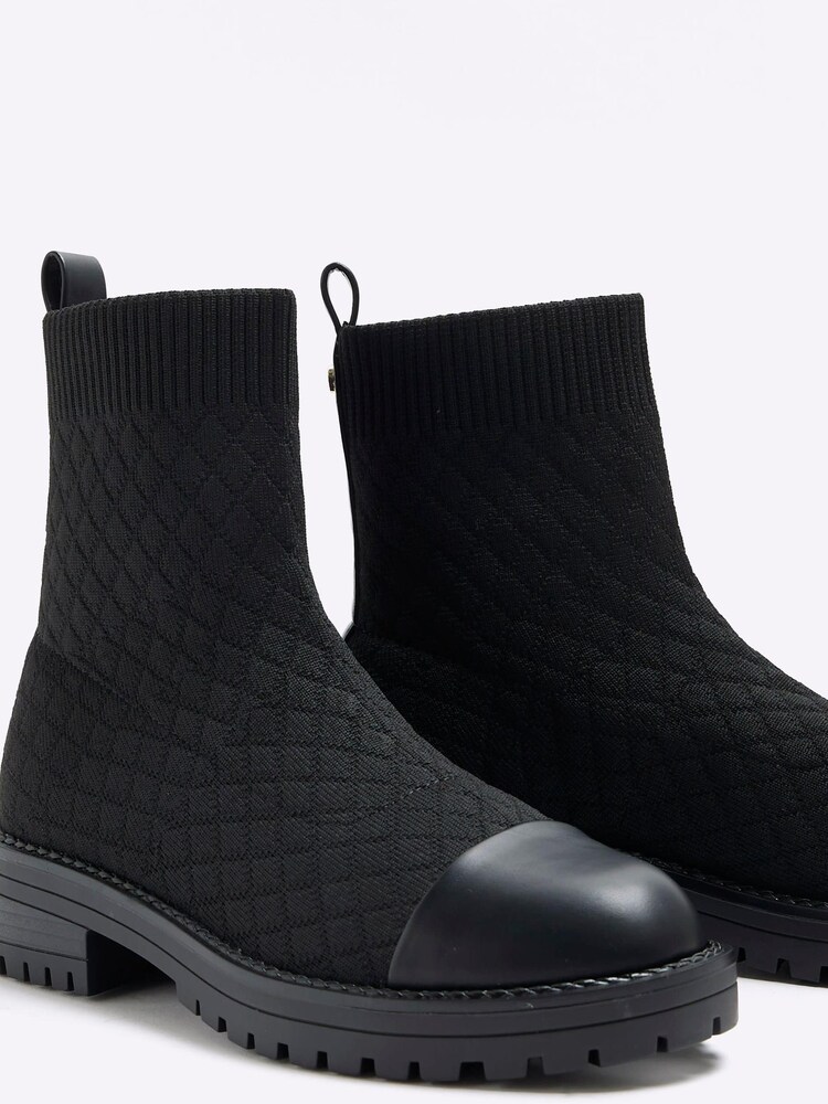 River Island Black Wide Quilted Sock Boots - Image 4 of 4