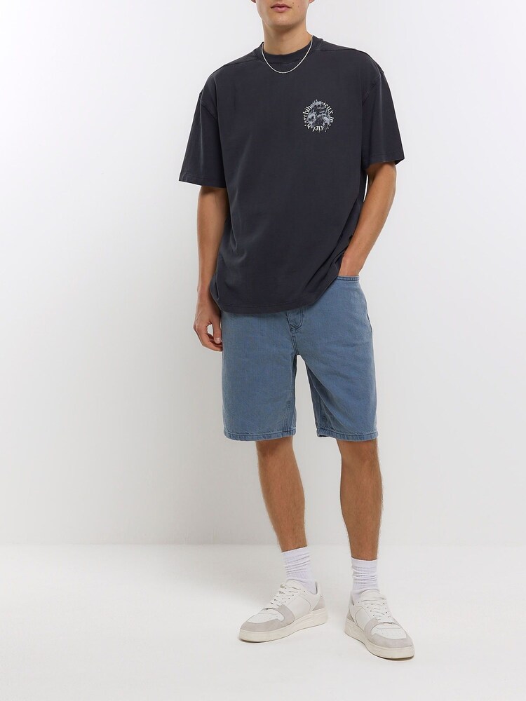 River Island Black 100% Cotton OS Gothic Washed Skull T-Shirt - Image 1 of 6 River Island Black 100% Cotton OS Gothic Washed Skull T-Shirt - Image 1 of 6