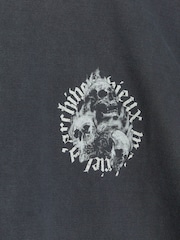 River Island Black 100% Cotton OS Gothic Washed Skull T-Shirt - Image 6 of 6