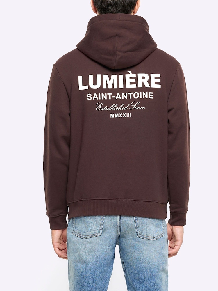 River Island Brown 100% Cotton Reg Lumiere Hoodie - Image 2 of 4