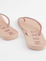 Rose Gold Jewelled Beach Flip Flops - Image 3 of 5