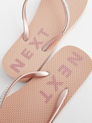 Rose Gold Jewelled Beach Flip Flops - Image 4 of 5