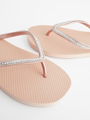 Rose Gold Jewelled Beach Flip Flops - Image 5 of 5