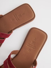 Red Standard/Wide Fit Forever Comfort® Leather Lattice Mules Sandals - Image 3 of 4