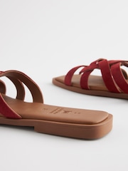 Red Standard/Wide Fit Forever Comfort® Leather Lattice Mules Sandals - Image 4 of 4
