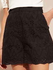 Love & Roses Black Broderie Shorts - Image 1 of 4