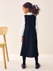 Navy Blue Asymmetric Button Front Long Pinafore School Dress (3-14yrs) - Image 2 of 7