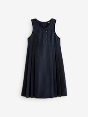 Navy Blue Asymmetric Button Front Long Pinafore School Dress (3-14yrs) - Image 6 of 7