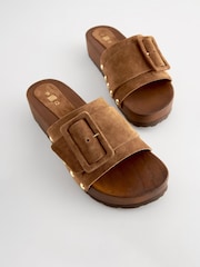 Tan Brown Buckle Clog Mule Sandals - Image 5 of 5