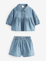 Moder denim - Komplet bluza in kratke hlače (3mesecev-8leto) - Slika 5 iz 7