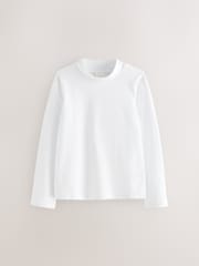 White 2 Pack Long Sleeve Cotton Stretch High Neck Tops (3-14yrs) - Image 2 of 4