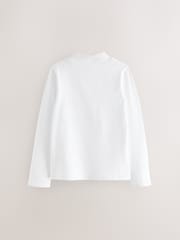 White 2 Pack Long Sleeve Cotton Stretch High Neck Tops (3-14yrs) - Image 3 of 4