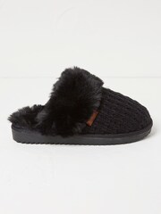 FatFace Black Kaia Knitted Mule Slippers - Image 1 of 1