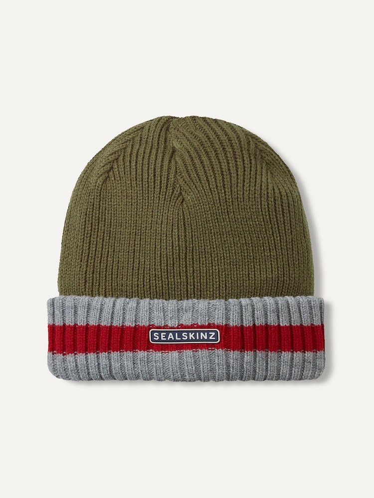 Sealskinz Holkham Waterproof Cold Weather Striped Roll Cuff Beanie - Image 1 of 2
