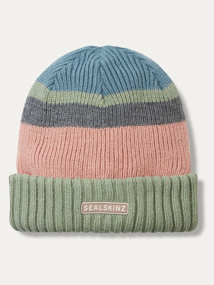 Sealskinz Cromer Waterproof Cold Weather Roll Cuff Striped Beanie - Image 1 of 2