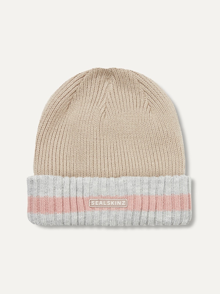 Sealskinz Holkham Waterproof Cold Weather Striped Roll Cuff Beanie - Image 1 of 2