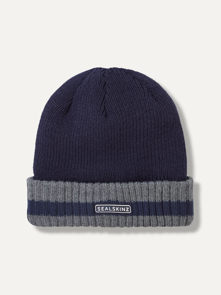 Sealskinz Holkham Waterproof Cold Weather Striped Roll Cuff Beanie - Image 1 of 2
