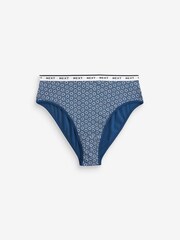 White/Blue Geo Print High Rise High Leg Cotton Rich Logo Knickers 4 Pack - Image 10 of 10