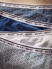 White/Blue Geo Print High Rise High Leg Cotton Rich Logo Knickers 4 Pack - Image 5 of 10