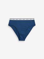 White/Blue Geo Print High Rise High Leg Cotton Rich Logo Knickers 4 Pack - Image 7 of 10