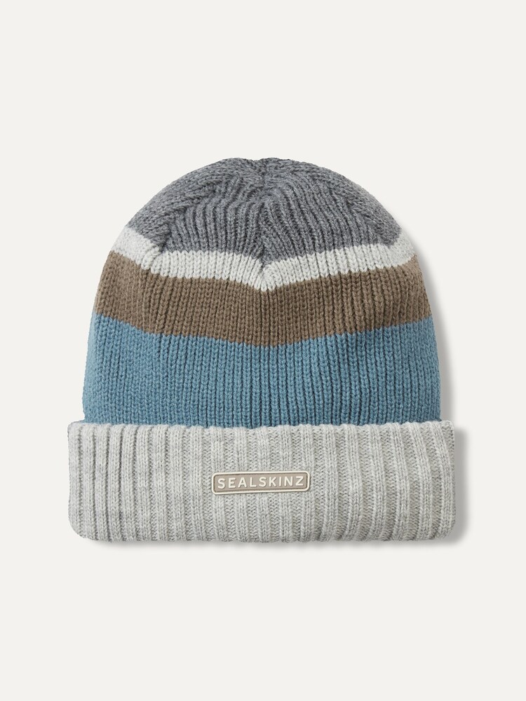 Sealskinz Cromer Waterproof Cold Weather Roll Cuff Striped Beanie - Image 1 of 2