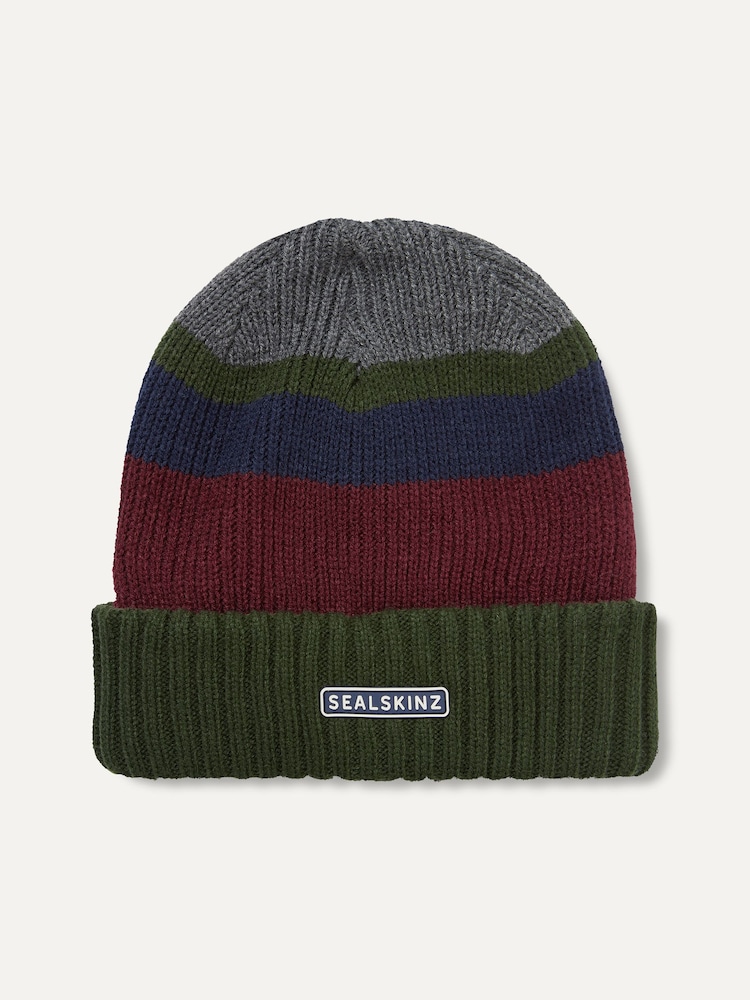 Sealskinz Cromer Waterproof Cold Weather Roll Cuff Striped Beanie - Image 1 of 2