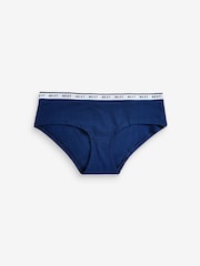 White/Blue Geo Print Short Cotton Rich Logo Knickers 4 Pack - Image 11 of 12