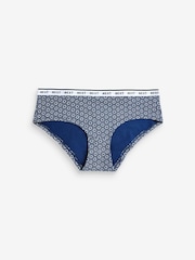 White/Blue Geo Print Short Cotton Rich Logo Knickers 4 Pack - Image 12 of 12