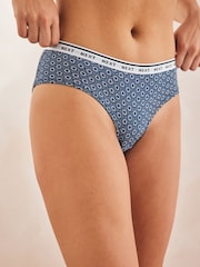 White/Blue Geo Print Short Cotton Rich Logo Knickers 4 Pack - Image 3 of 12