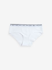 White/Blue Geo Print Short Cotton Rich Logo Knickers 4 Pack - Image 9 of 12
