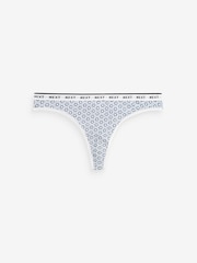 White/Blue Geo Print High Leg Cotton Rich Logo Knickers 4 Pack - Image 6 of 8