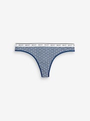 White/Blue Geo Print High Leg Cotton Rich Logo Knickers 4 Pack - Image 7 of 8