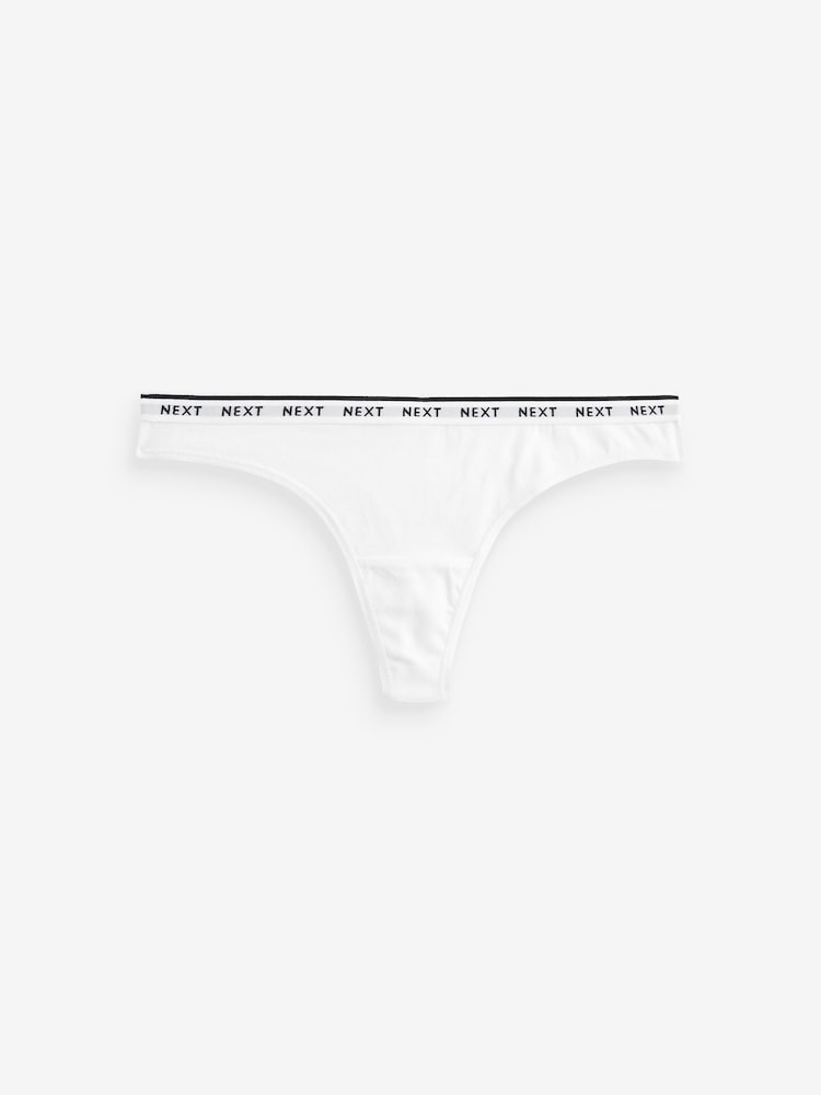 White/Blue Geo Print High Leg Cotton Rich Logo Knickers 4 Pack - Image 8 of 8