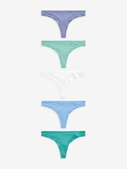 Blue Thong Microfibre Knickers 5 Pack - Image 1 of 9