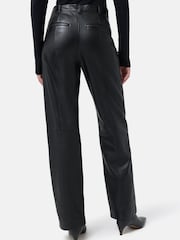 Jigsaw Leather Wide Leg Black Trousers - Image 2 of 3