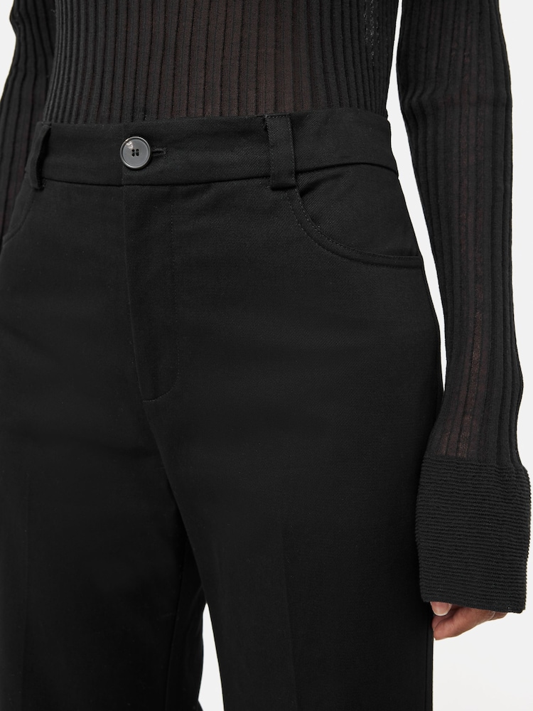 Jigsaw Turn Up Cotton Drill Black Trousers - Image 2 of 8 Jigsaw Turn Up Cotton Drill Black Trousers - Image 2 of 8