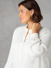 Live Unlimited White Curve Satin Gathered Neck Blouse - Image 3 of 6