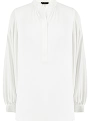 Live Unlimited White Curve Satin Gathered Neck Blouse - Image 6 of 6