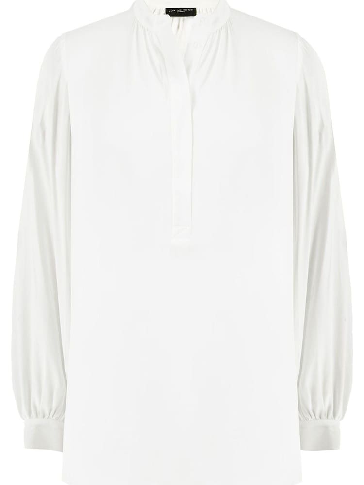 Live Unlimited White Curve Satin Gathered Neck Blouse - Image 6 of 6