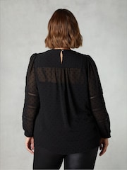 Live Unlimited Black Curve Dobby Ladder Trim Blouse - Image 2 of 4
