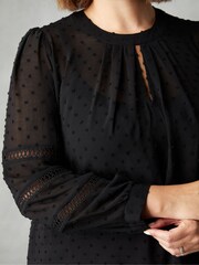 Live Unlimited Black Curve Dobby Ladder Trim Blouse - Image 3 of 4