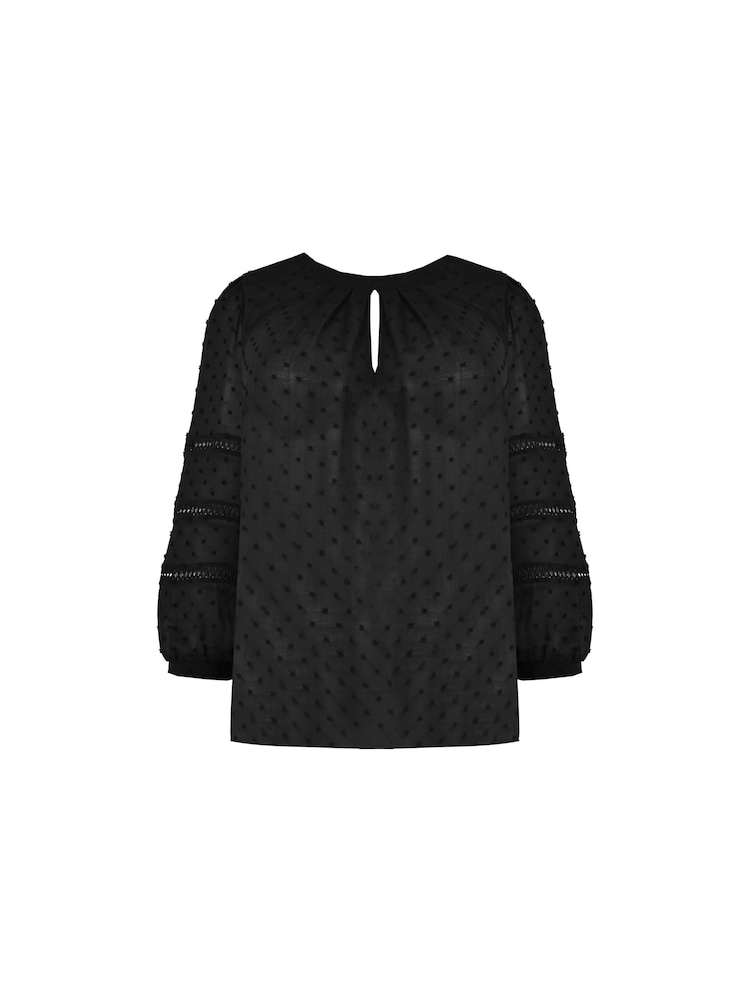 Live Unlimited Black Curve Dobby Ladder Trim Blouse - Image 4 of 4