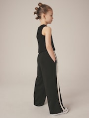 Black Wide Leg Popper Joggers (3-16yrs) - Image 2 of 7